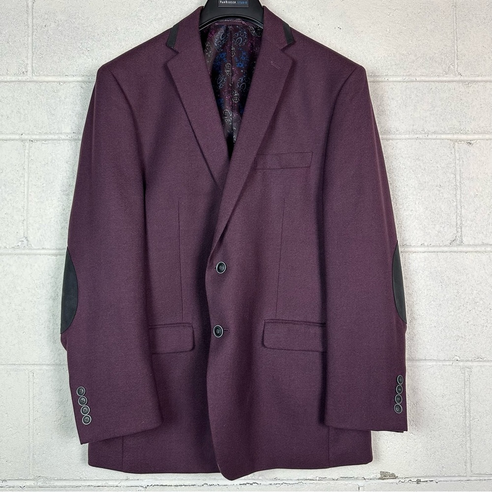 Van Heusen Studio Men's Purple Blazer with Black Accents size 42 Regular